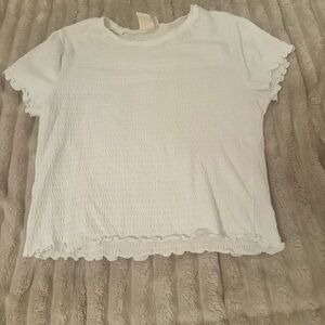 Elegant White Ruffled Short Sleeve Top